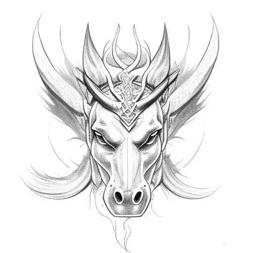 demon horse full body tattoo design idea