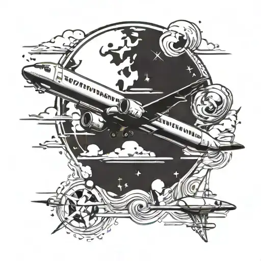 airplane flying over a world tattoo design idea
