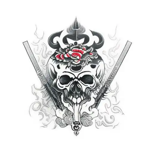 Ace of Spades held by death who looks like a samuri tattoo design idea