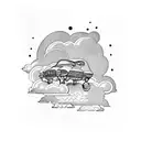 lower arm sleeve design with clouds and car related tattoo design idea