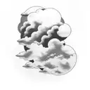 lower arm sleeve design with clouds and car related tattoo design idea