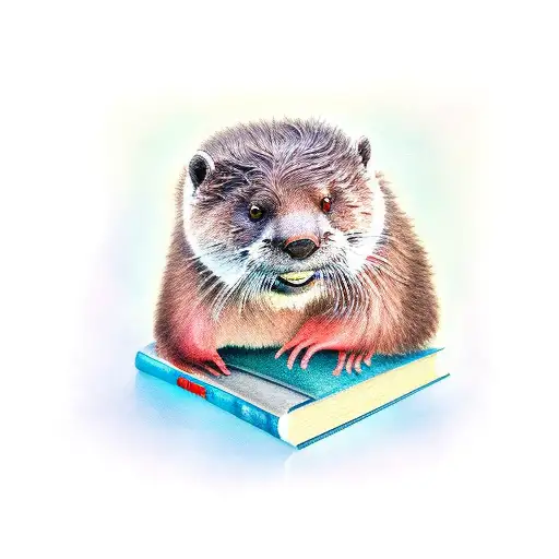 book otter red black 41 tattoo design idea