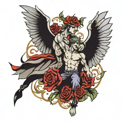 Constantine fighting demons morning glory tattoo design idea