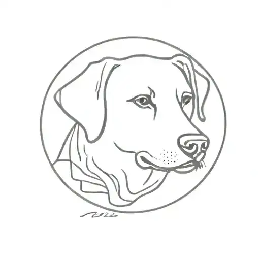 lab dog head inside a penny tattoo design idea