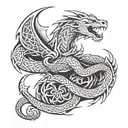 celtic dragon sleeping  tattoo design idea