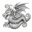 celtic dragon sleeping  tattoo design idea