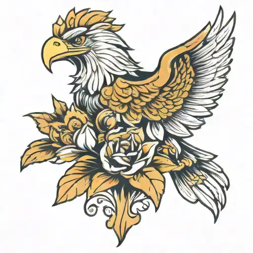italian and polish eagle half lily tattoo design idea