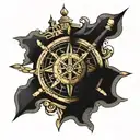 pirate ship compass rose intertwined tattoo design idea