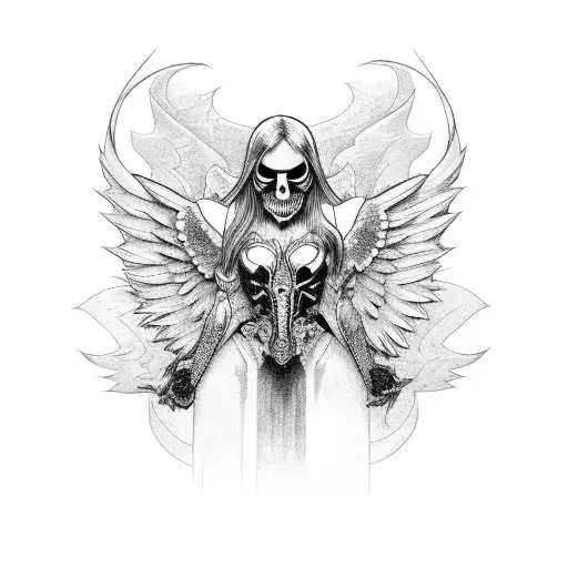 fallen angel y2k tattoo design idea