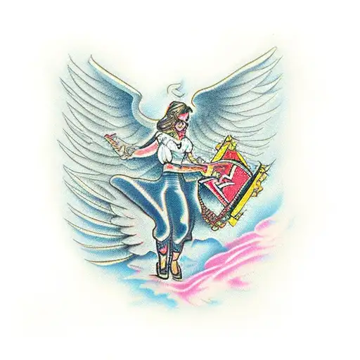 fallen angel y2k tattoo design idea