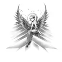 fallen angel y2k tattoo design idea