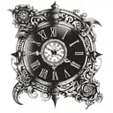 clock with roman numerals 1 tattoo design idea