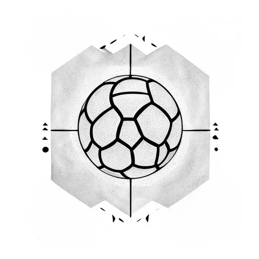 A soccer ball with a trail of binary code forming the shape of a goal net tattoo design idea