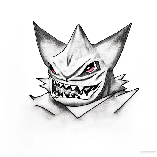 Gengar pokemon comming up in the darkness tattoo design idea