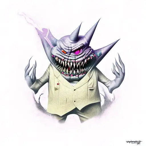Gengar horror tattoo design idea