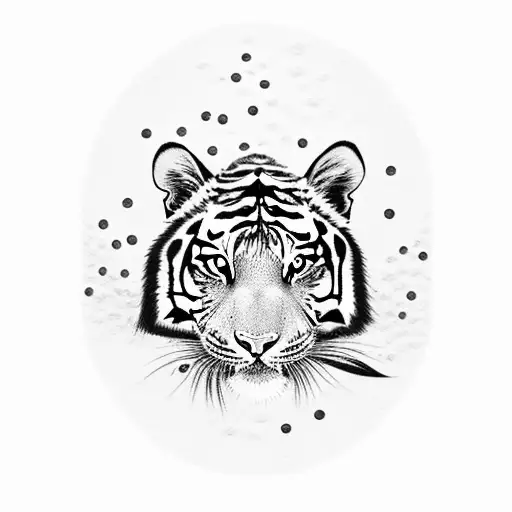 japanese tigers, snow, cherry blossom,  tattoo design idea