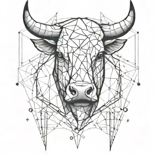Geometric lines, abstract, black and white, minimalist, modern, polygonal, invesment specialist, bull tattoo tattoo design idea