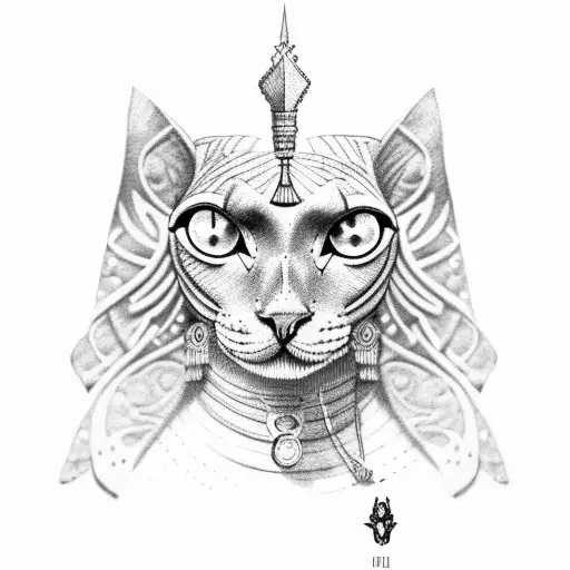 cleopatre with a sphynx tattoo design idea