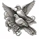 two different doves flying tattoo design idea