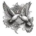 two different doves flying tattoo design idea