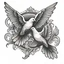 two different doves flying tattoo design idea
