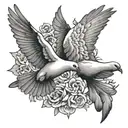 two different doves flying tattoo design idea