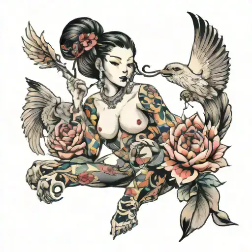 Byakko with a Woman tattoo design idea