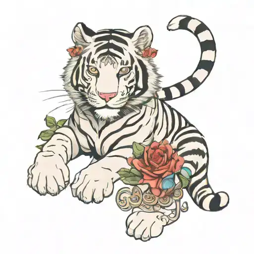 Byakko the white tiger, Celestial, Woman,   tattoo design idea