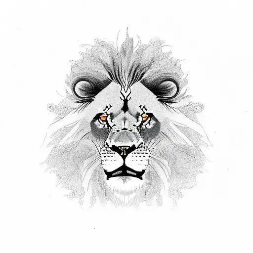 angry Lion with red ayes tattoo design idea