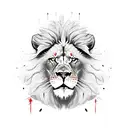 angry Lion with red ayes tattoo design idea