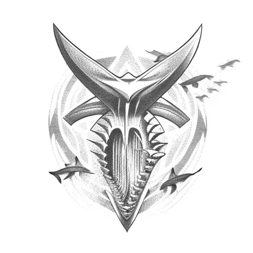 shark  skull tattoo design idea