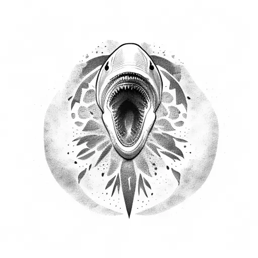 shark  skull tattoo design idea