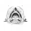 shark  skull tattoo design idea