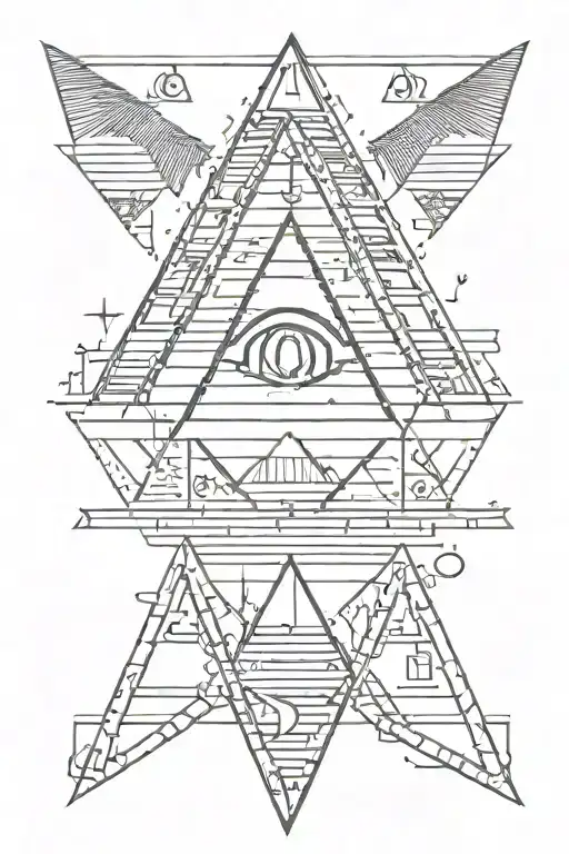 broken lines, Bill cipher, Egyptian hieroglyphs, black tattoo design idea