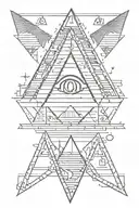 broken lines, Bill cipher, Egyptian hieroglyphs, black tattoo design idea