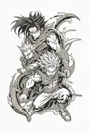 things from black clover, hunterxhunter, dragon ball z, demon slayer, and attack on titan tattoo design idea