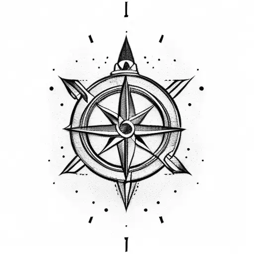 arrow with compass tattoo design idea