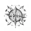 arrow with compass tattoo design idea