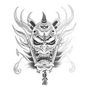 Oni Mask y espada tattoo design idea