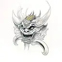 Oni Mask y espada tattoo design idea