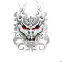 Oni Mask y espada tattoo design idea