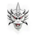 Oni Mask y espada tattoo design idea