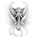 elephant, the wings of a phoenix, and the tail of a snake tattoo design idea