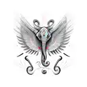elephant, the wings of a phoenix, and the tail of a snake tattoo design idea
