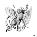 elephant, the wings of a phoenix, and the tail of a snake tattoo design idea