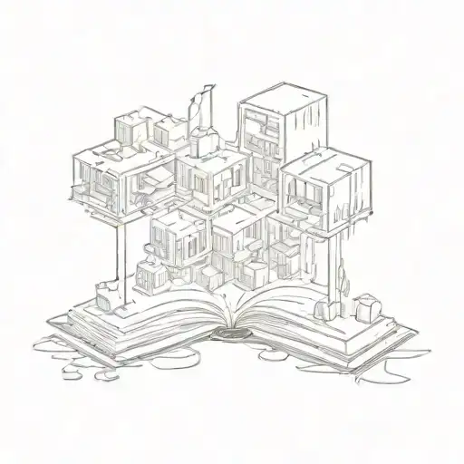 three blocks out of which one opens like a book tattoo design idea