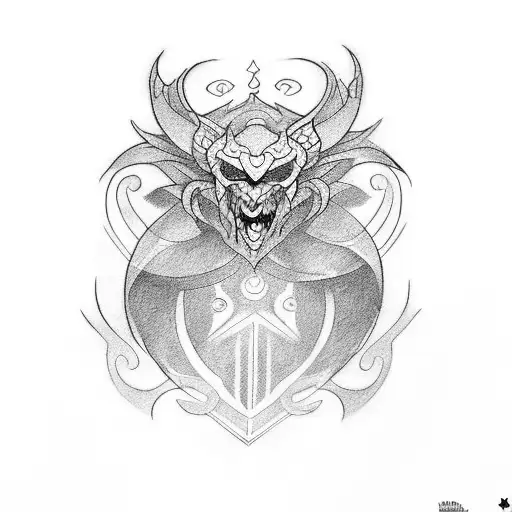 can you create a tattoo that is a mix of the nine eyes tattoos from critical role with a sketchy like style tattoo design idea