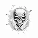 skeleton holding paper which is burnt by phoenix tattoo design idea