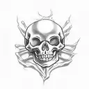 skeleton holding paper which is burnt by phoenix tattoo design idea