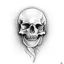 skeleton holding paper which is burnt by phoenix tattoo design idea